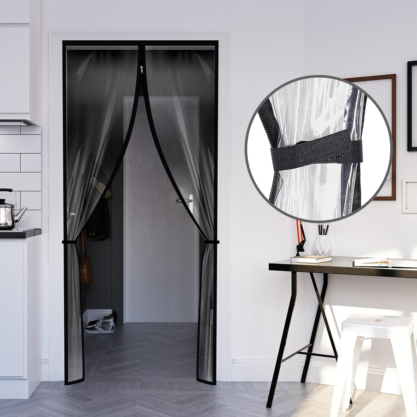 Amylove Zipper 60 x 102 Inch Dust Barrier Door Kit Construction Door Barrier 5 x 8.5 ft Reusable Plastic Curtain Cover Containment Standard Doorway Temporary Wall Screen Sheeting for Bathroom Hallway