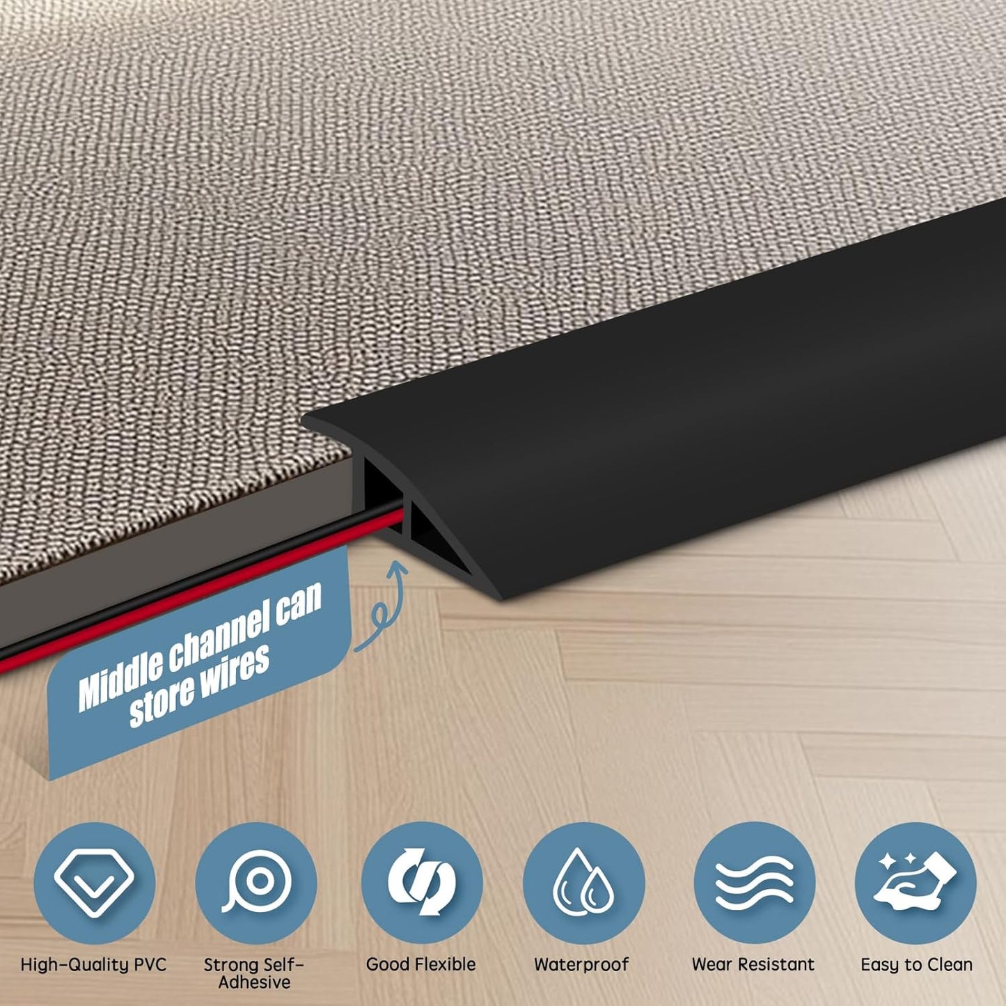 Floor Transition Strip Door Threshold 79" Floor Transition Reducer Trim on The Edges Threshold Strip Self Adhesive Suitable for Doorways, Tiles, Carpet