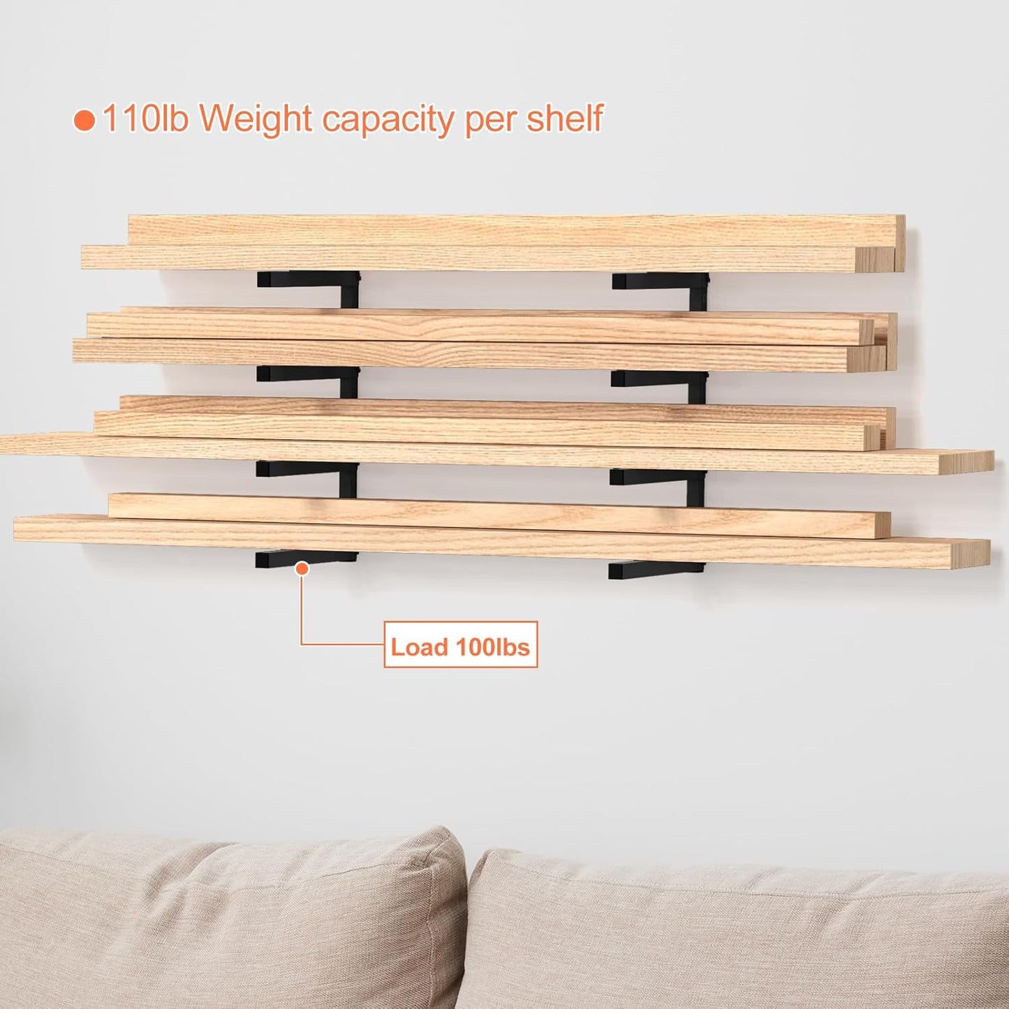 NANANARDOSO Wall Mount Wood Organizer and Lumber Storage,Heavy Duty Metal Shelf with 4-Level,Lumber Metal Racks for Indoor and Outdoor Use,2 Pack