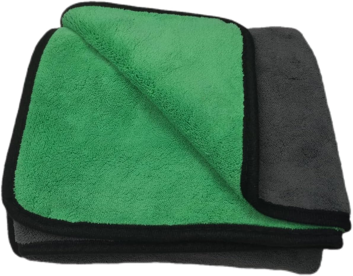 Large Microfiber Drying Towel for Car, Great Thick Soft Plush Towels, 36 x 24inches 800GSM Thickness, Quality, Washable, Absorbency No Scratch Lint Free Drying Towel (36 x 24inches,Grey-Green,1pack)