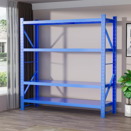 Storage Shelves Heavy Duty, Metal Garage Shelving Units, 4 Tier Storage Rack Shelf, Steel Industrial Shelving, Adjustable Standing Shelf for Basement/Warehouse (Blue, W47.24*D19.69*H78.74)
