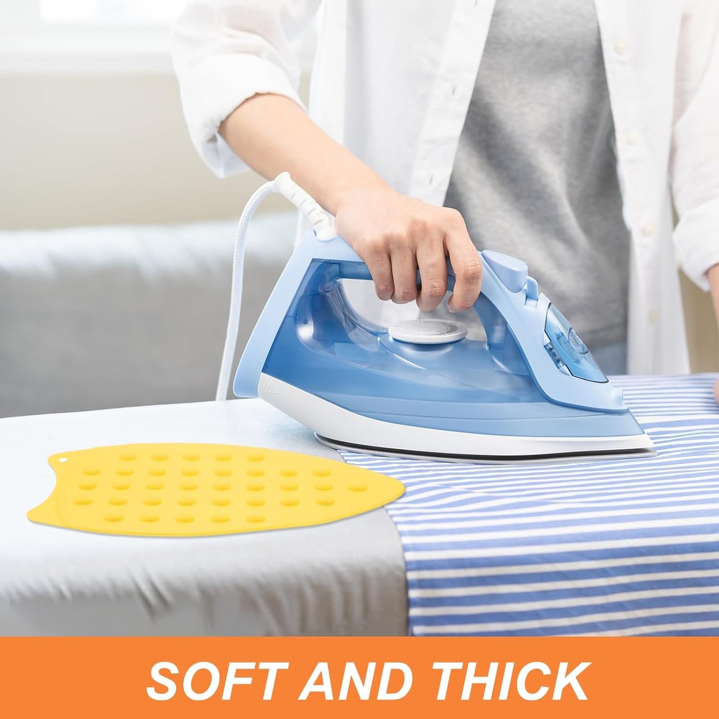 PATIKIL Silicone Iron Rest Pad, 2 Pcs Multipurpose Hot Heat Resistant Iron Rest Plate Protective Pad for Ironing Board Hot Resistant Steamer Steam Compact Mat, Yellow