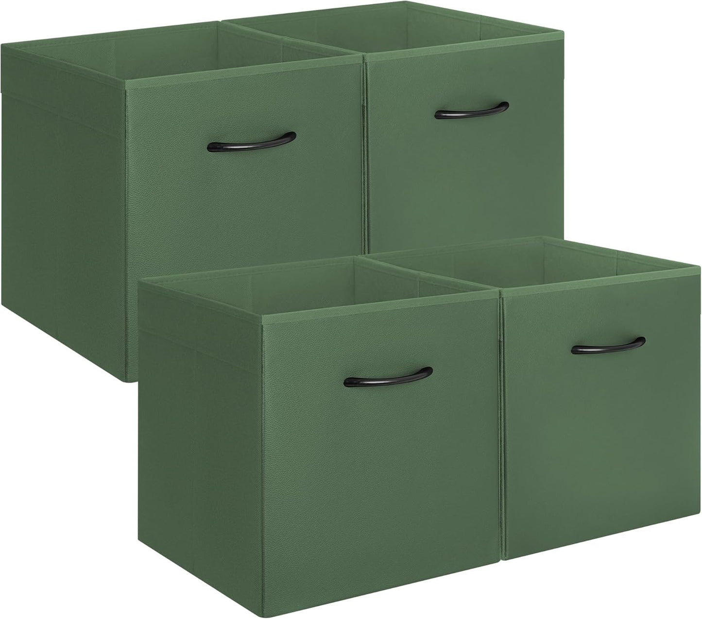 StorageWorks Green Storage Cubes, 13x13 Storage Cube Bins with Handle, Cube Storage Organizer Bins for Shelves and Closet, Collapsible Storage Bins, 4-Pack