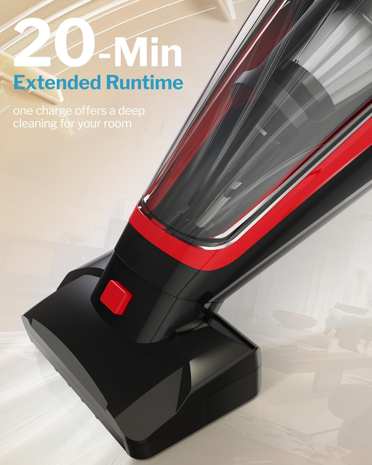 Pet Hair Handheld Vacuum Cordless, Car Vacuum Rechargeable with Reusable Filters, Motorized Brush and Multi-Accessories for Carpet, Couch & Stairs, Red, 17.0"X 4.6"X 6.6"