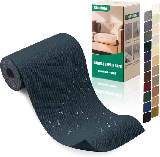 Canvas Repair Tape 4×70 Inch Waterproof Self-Adhesive Fabric Repair Patch for Repairing Boat Covers,Tents,Patio Umbrellas,Car Seats,Luggage,Sofas.(Grayish Blue)