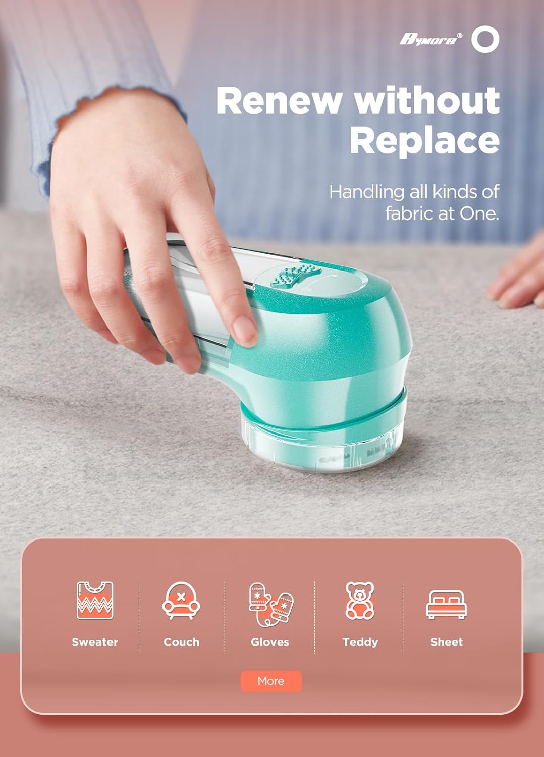 Bymore Lint Removers, Cleaning Tools for Clothes, Fabric Lint Shaver Defuzzer Sweater Shaver for Clothes and Furniture with AC Adapter Pill Fuzz Remover-Blue