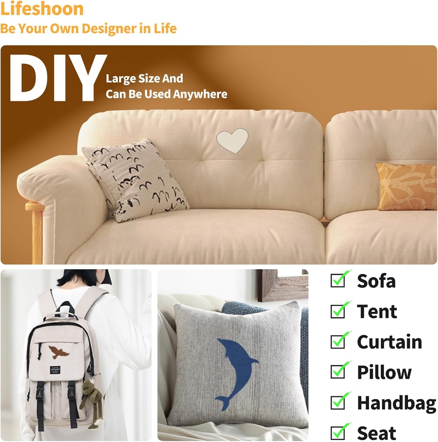 Fabric Repair Patches, Canvas Self-Adhesive Fabric Patches Tape Durable, DIY Large Canvas Repair for Sofa, Couches, Furniture, Chair, Clothing （3.5X79 Inch, Beige）