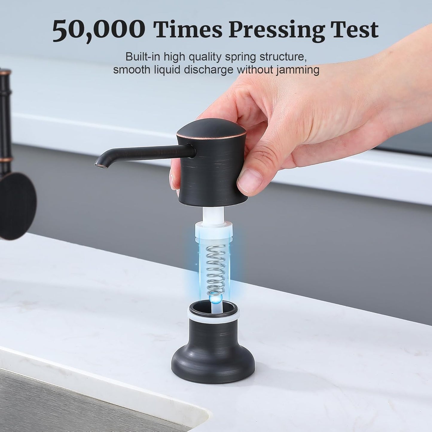 Sink Soap Dispenser for Kitchen Sink Oli Rubbed Bronze Upgrade with 40" Silicone Extension Tube Kit, Connect to Your Soap Bottle Directly
