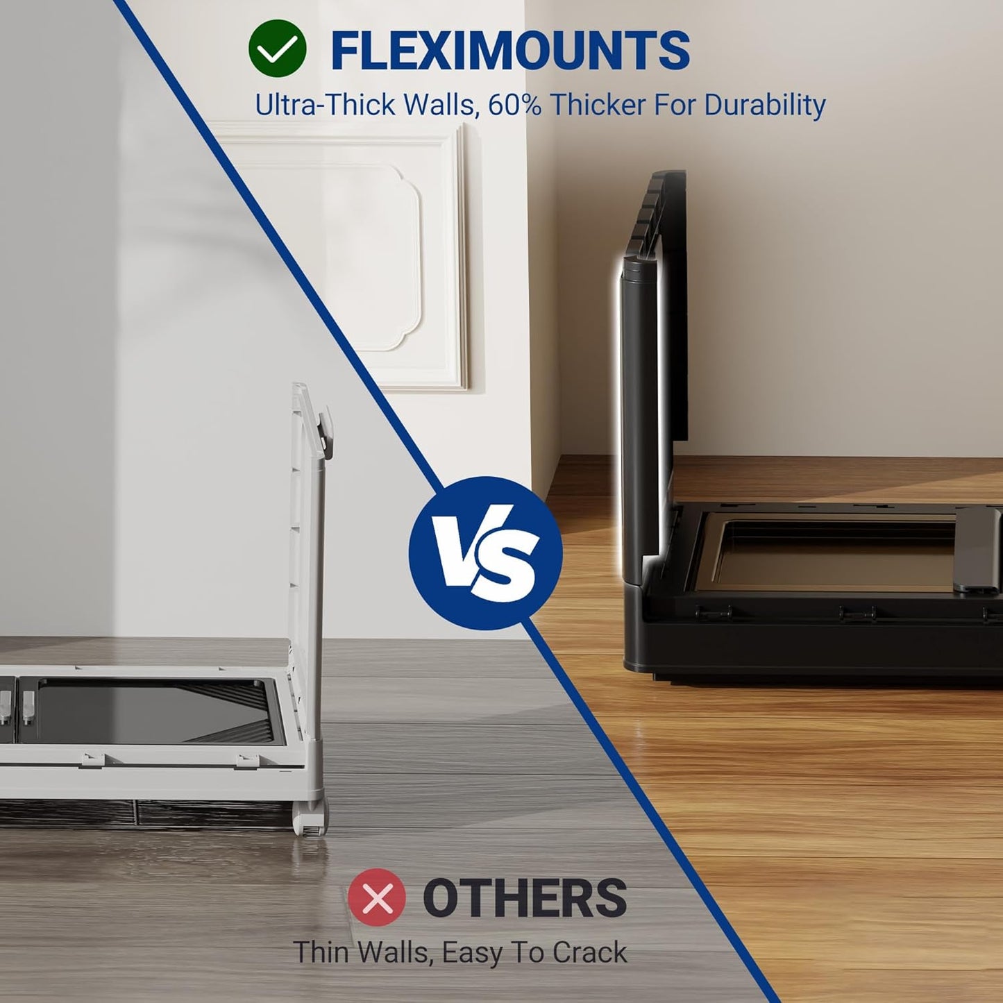 FLEXIMOUNTS 75 QT Stackable Storage Bins With Lids, Collapsible Plastic Storage Bins, Closet Organizers and Storage Containers with Doors and Built-in Wheels For Home, 2 Pack Cubes, Black