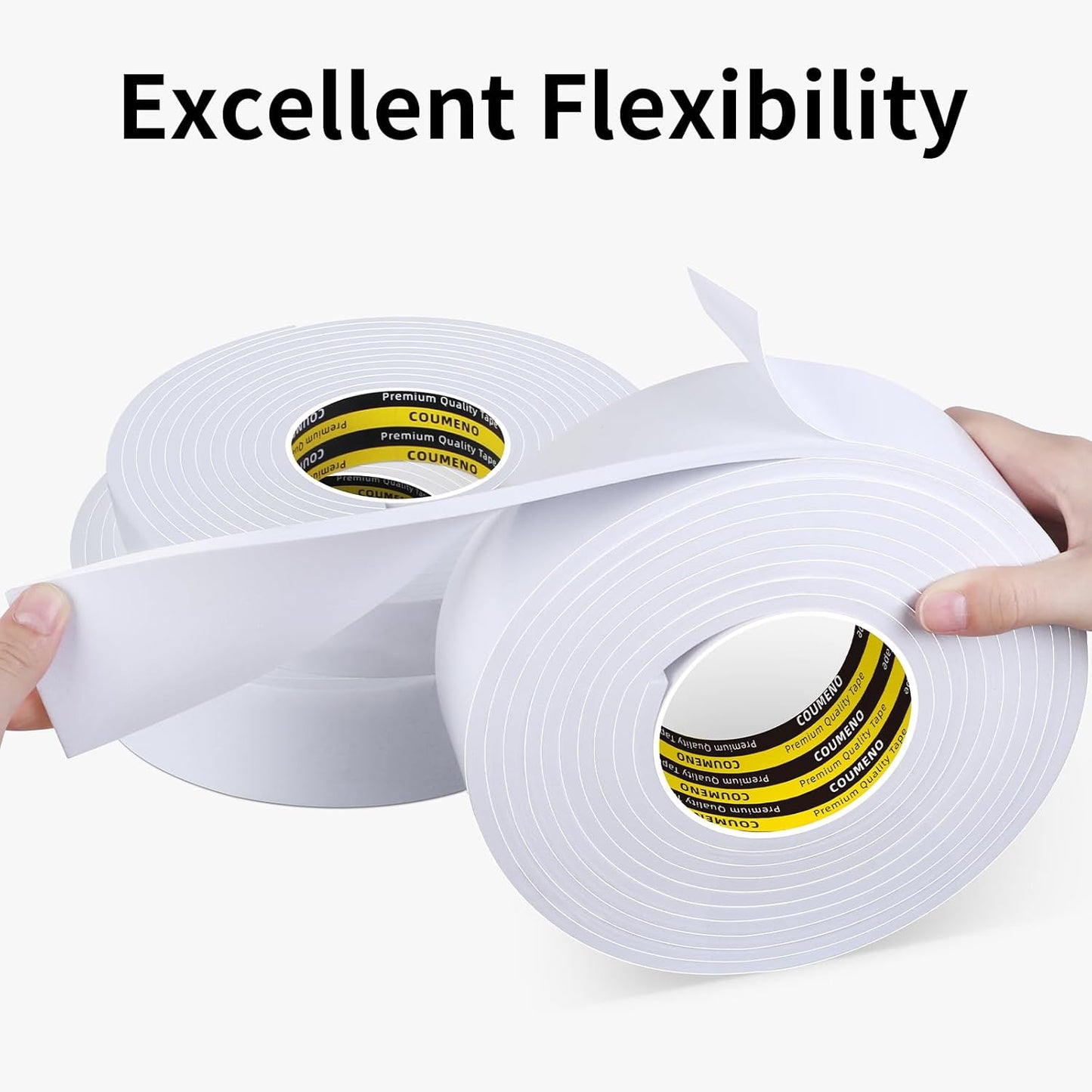 EVA Single Sided Adhesive White Foam Tape 1.2in x 16.4FT Sealing Strip Foam Pad Sponge Tape Window Weatherproof, Self-Adhesive Insulation Sealing