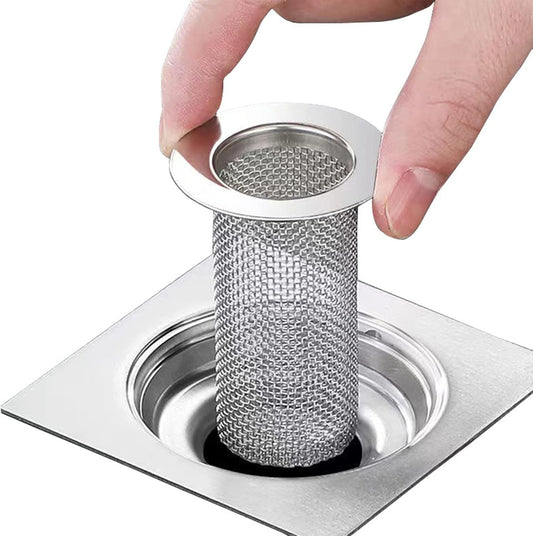 Resdenio Bathroom Sink Drain Strainer Stainless Steel, 2 Pack Floor Drain Filter Mesh Basket Filter Hair Trap Anti-Clog Slag Strainer - Large Wide Rim 2.16" Diameter