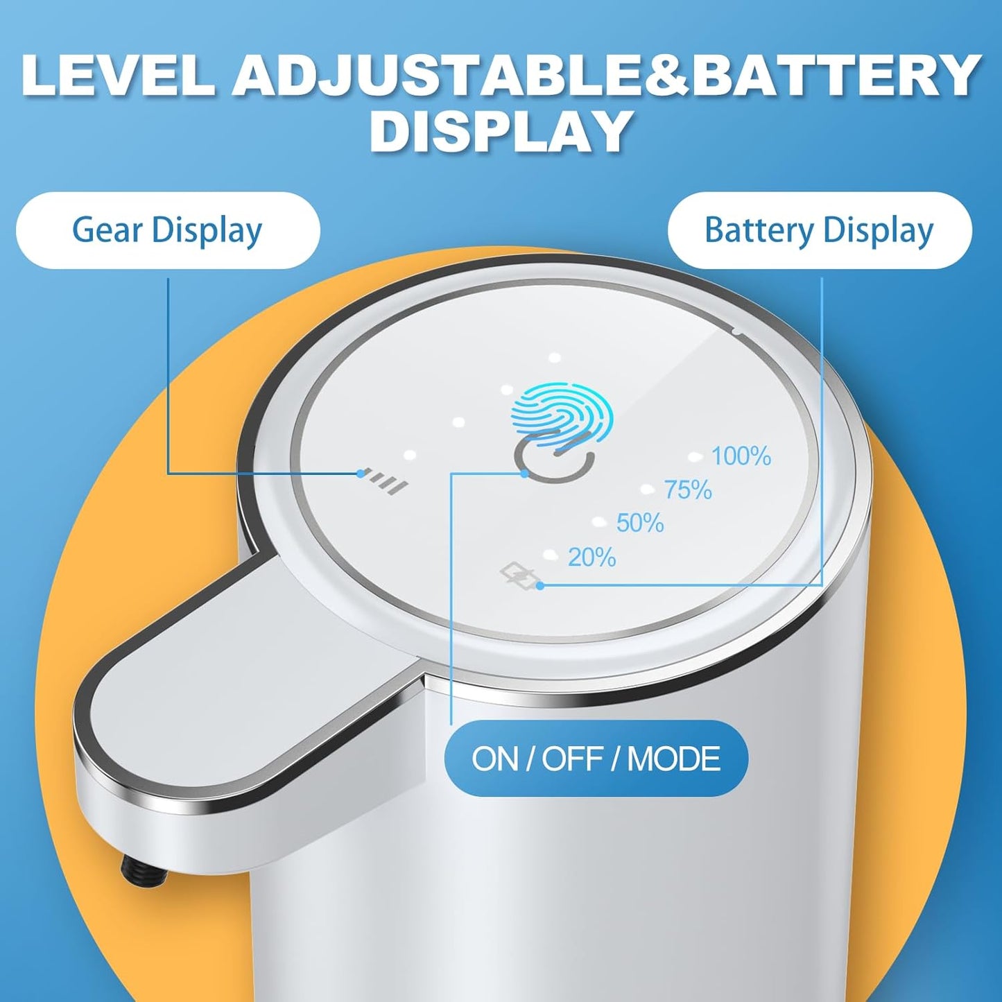 Automatic Liquid Soap Dispenser, 12.8oz/380ml Wall Mount Touchless Soap Dispenser with Sensor, 4-Level Adjustable, IPX5 Waterproof, USB Rechargeable for Bathroom, Kitchen
