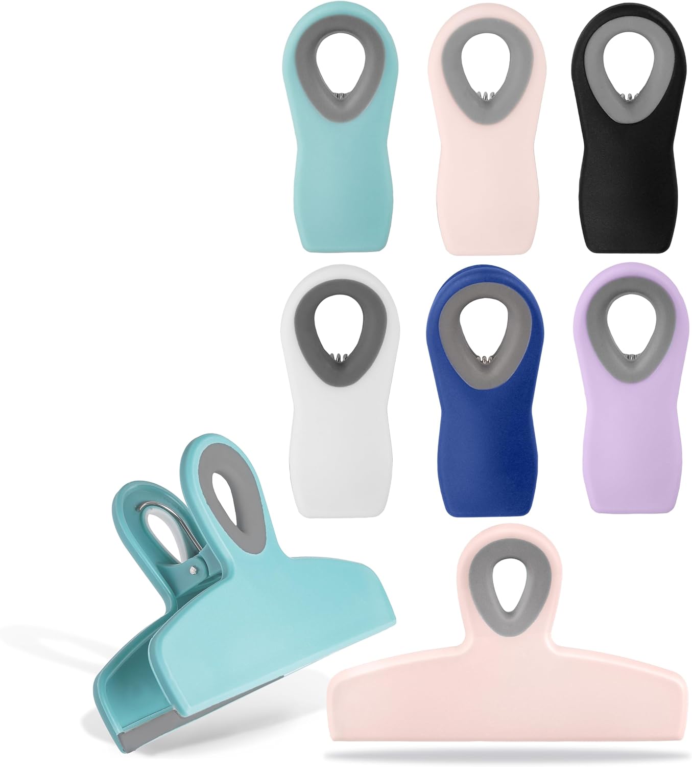 COOK WITH COLOR Bag Clips - Heavy Duty Chip Clip and Refrigerator Magnet Clips for Food Storage with Air Tight Seal Grip, Multi, Pack of 8