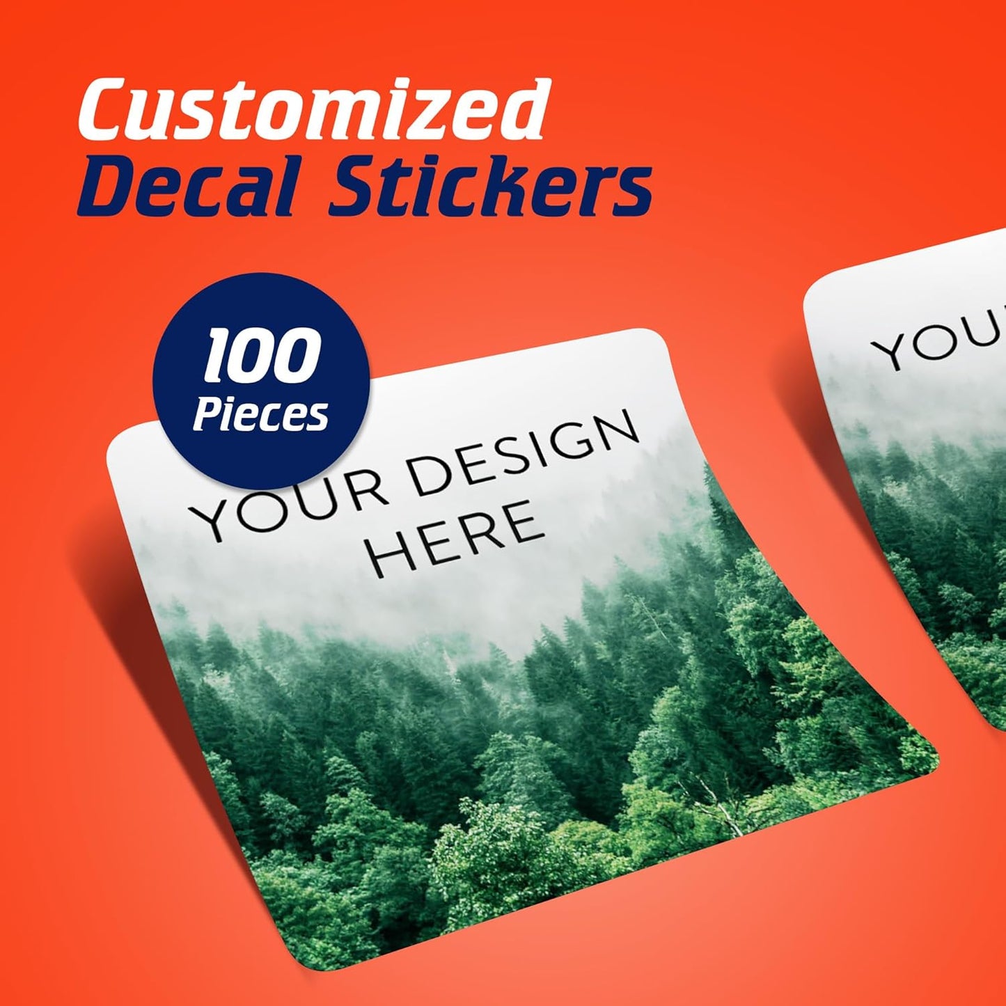 100 Custom Vinyl Stickers - Upload Your own Image, Text, Design, Logo - Personalized Logo Labels for Handmade, Packaging, Bottle, Jars, Candle, Brand Stickers (Foggy Valley, 5x5 Square)