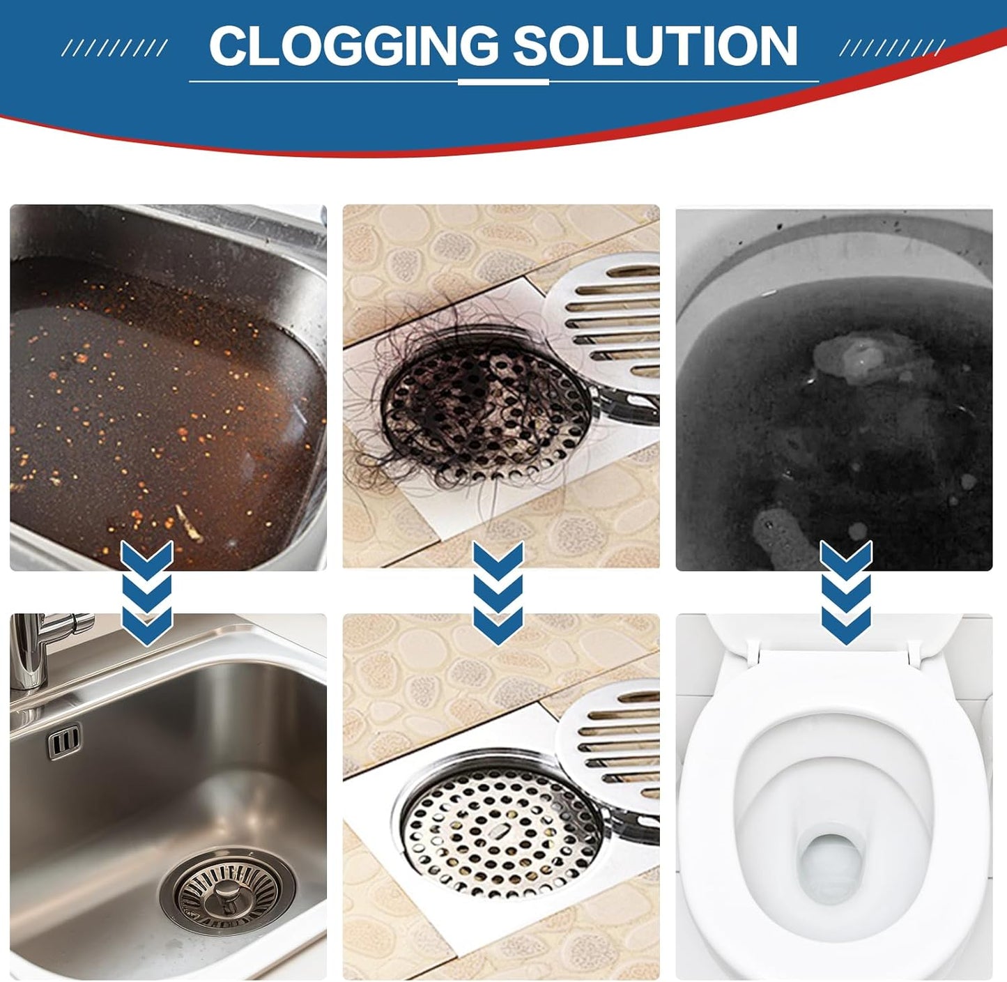 Drain Clog Remover 18 Packs Fast Acting Drain Cleaner Powders for Kitchen Sink Bathroom Shower Bathtub Powerful Pipe Unclogger Clears hair Grease Safe for Pipes