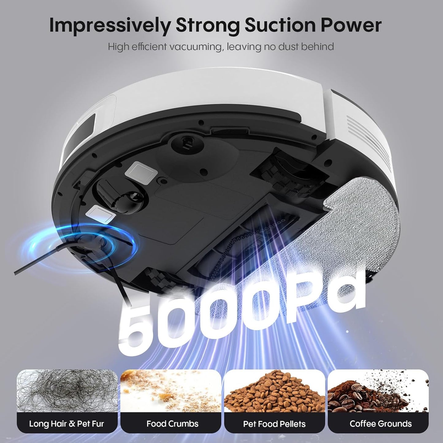 Bagotte Robot Vacuum and Mop Self Emptying, 5000Pa Suction, 60-Day Hands-Free, LiDAR Navigation, Smart Mapping, No-Go Zones, Wi-Fi/Alexa App Control for Pet Hair, Hard Floors, Carpets