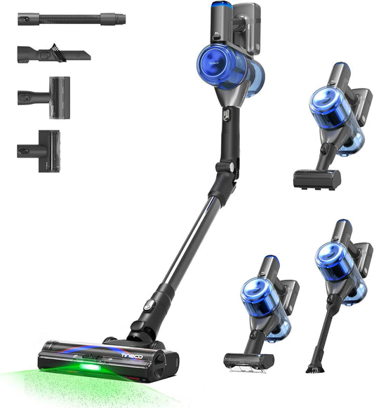Tineco Pure ONE S70 Cordless Vacuum Cleaner, 200AW Powerful Suction, 3D Sense Pro Cleaning System, 6-Stage Filtration with 95min Runtime, Zero Tangle Brush with 180° Foldable Tube (Blue-Gray)