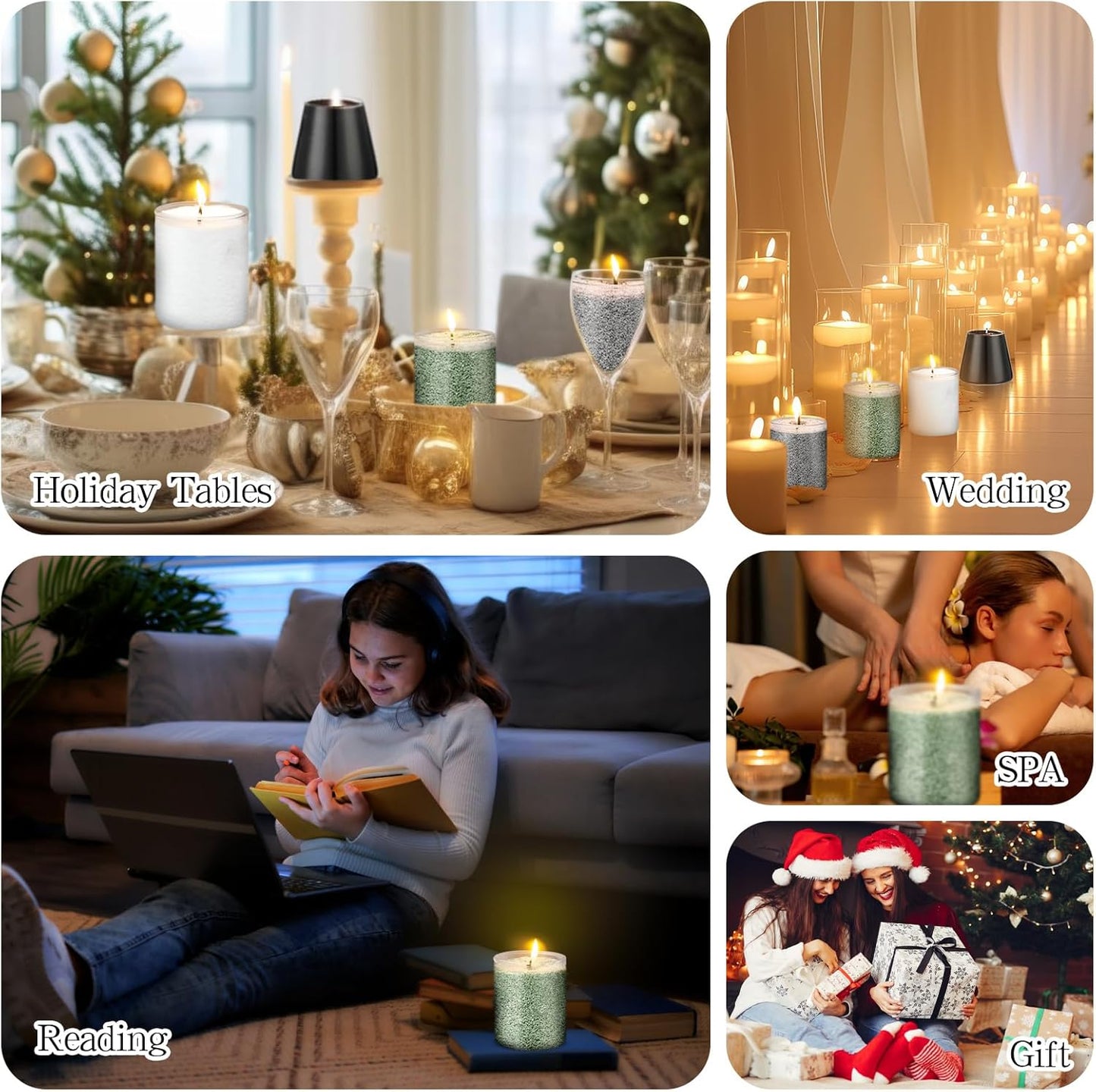 MTLEE Candle Sand 3.3 lb DIY Pearled Candle Making Kit Included 20 Pcs Wicks and Refillable Beaded Wax Sand Beaded Wax Gift with Wicks Self Extinguish for Home Wedding Party Women(Green)