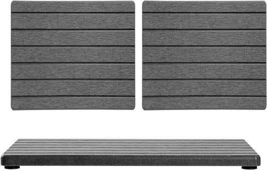 3 Pack Diatomite Stone Sink Tray, Water Absorbing Mat for Kitchen & Bathroom Counter, Quick Dry Soap Dish Makeup Vanity Caddy,Sponge Holder Organizer, Dark Gray 2pcs of 8"x 3.8" and 1pc of 3.8"x 3.8"