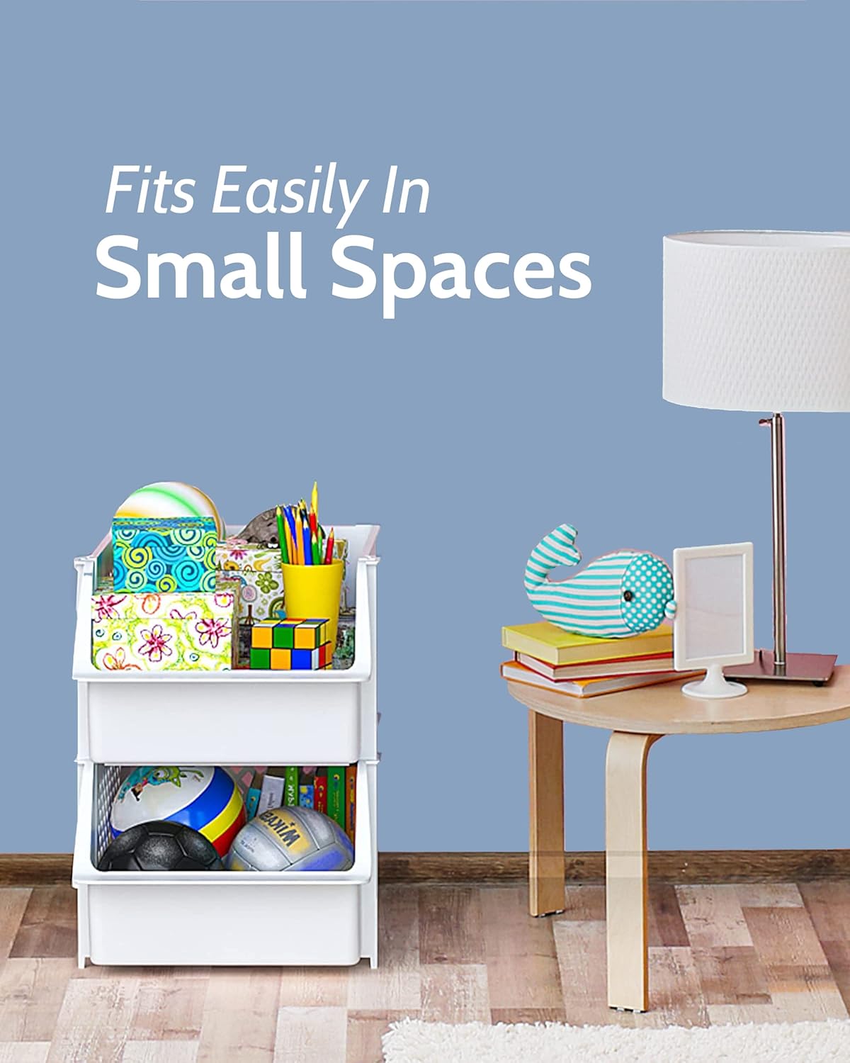 TidyFriend Plastic Stackable Storage Bins for Pantry, 2-Pack Stackable Bins for organizing food, kitchen, and bathroom essentials (White)