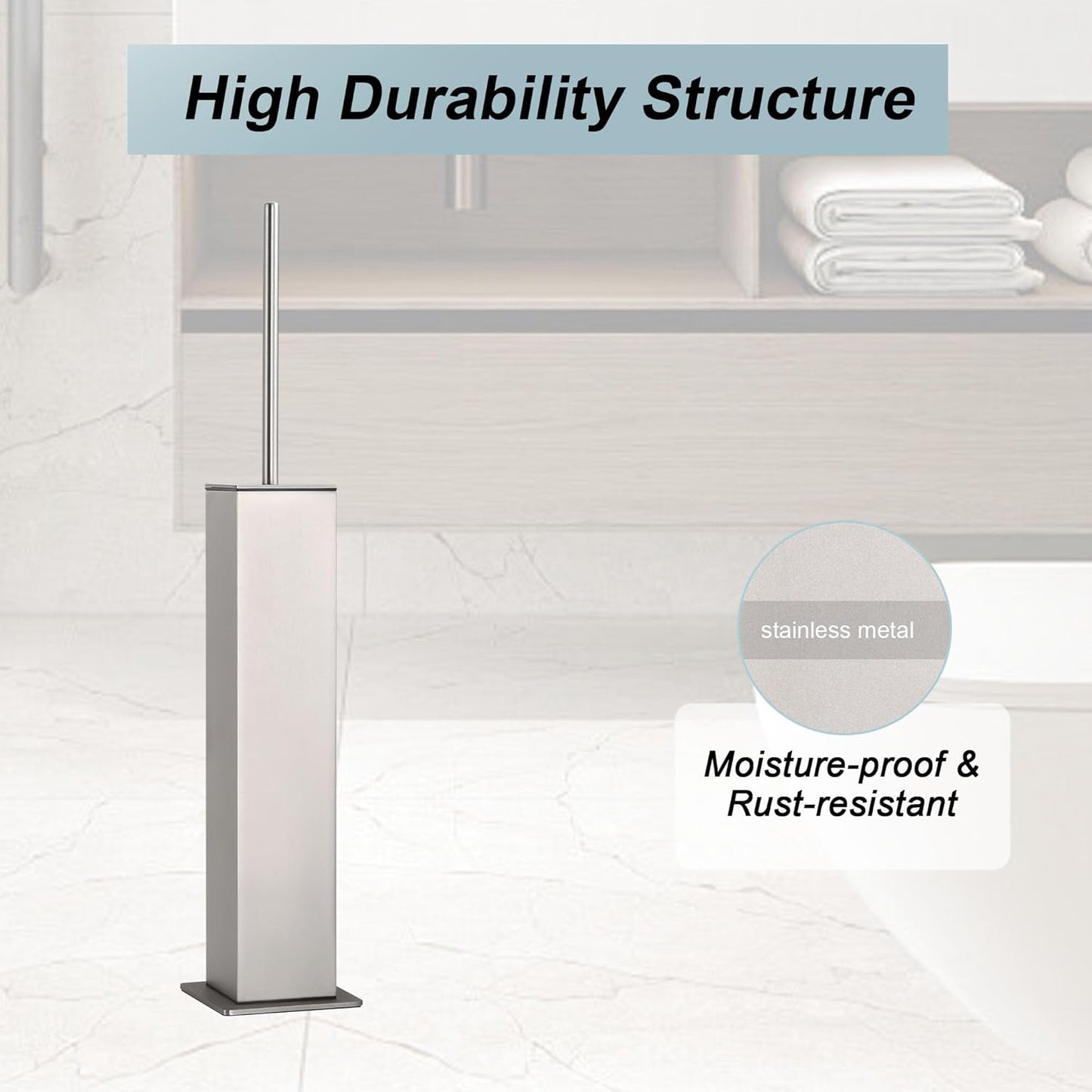 Brushed Nickel Toilet Brush and Holder,Toilet Bowl Brush with Extra Long Handle