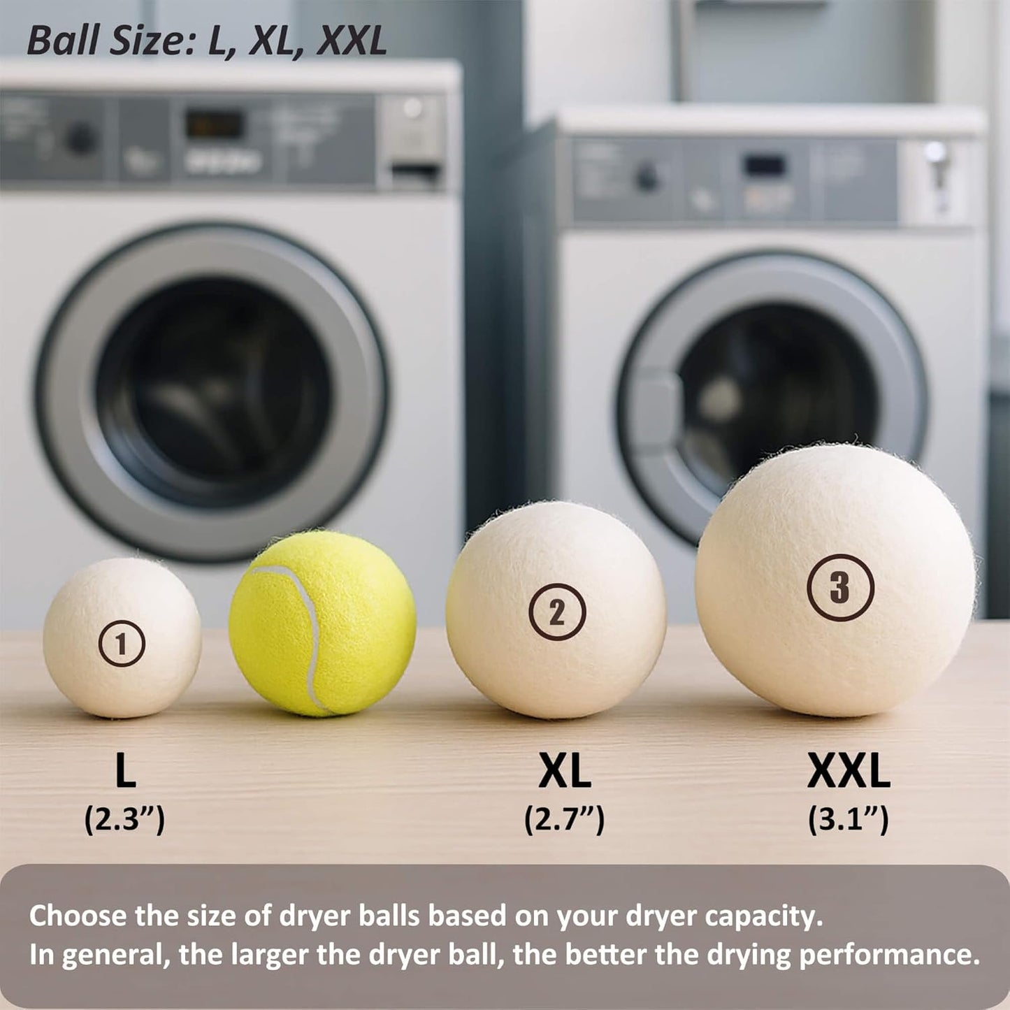 Sheep Wool Dryer Balls 6 Pack XL(2.7") Premium Natural Fabric Softener, Reusable Laundry Dryer Balls for Reducing Drying Time, Static and Wrinkles, Eco-Friendly – 100% New Zealand Wool