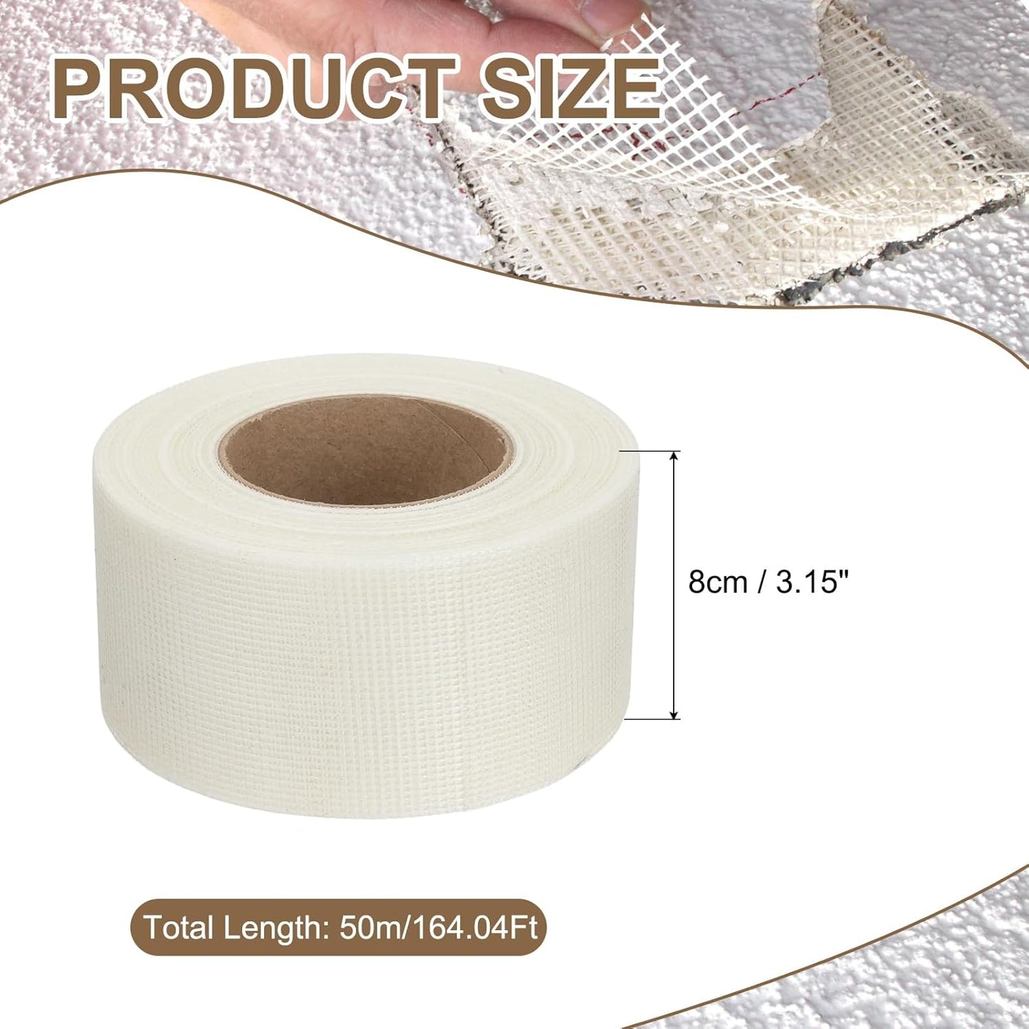 PATIKIL Drywall Repair Mesh Tape, 3 inch x 164 ft Fiberglass Repair Patch Self-Adhesive Dry Wall Joint Tape 12 Mesh Wall Hole Crack and Seam Patch, White