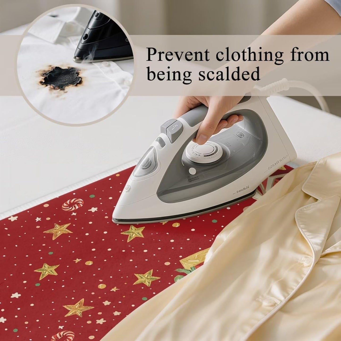Ironing Mat Christmas Portable Ironing Pad Blanket for Table Top Heat Resistance Foldable Lightweight 32 x 16 Inch Santa Claus Small Ironing Pads for Washer,Dryer,Countertop