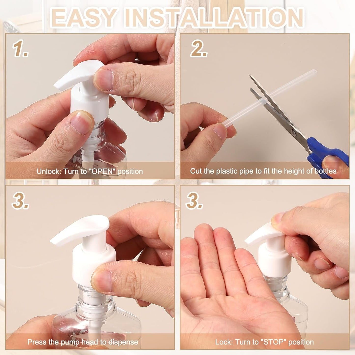 uxcell 12 Pcs Soap Dispenser Pump Heads Soap Dispensers Top Pumps Replacement Switch Pumphead for Standard 24/426 Neck Size Lotion Shampoo Bottle, White