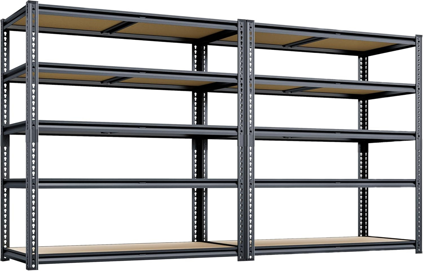 72"H Storage Shelves heavy duty, 2200LBS Garage Shelving, 5 Tier Metal Shelving Unit Adjustable Garage Shelves Utility Rack Shelf for Storage Warehouse Pantry Closet,40" W × 20" D × 72" H, Black, 2PCS