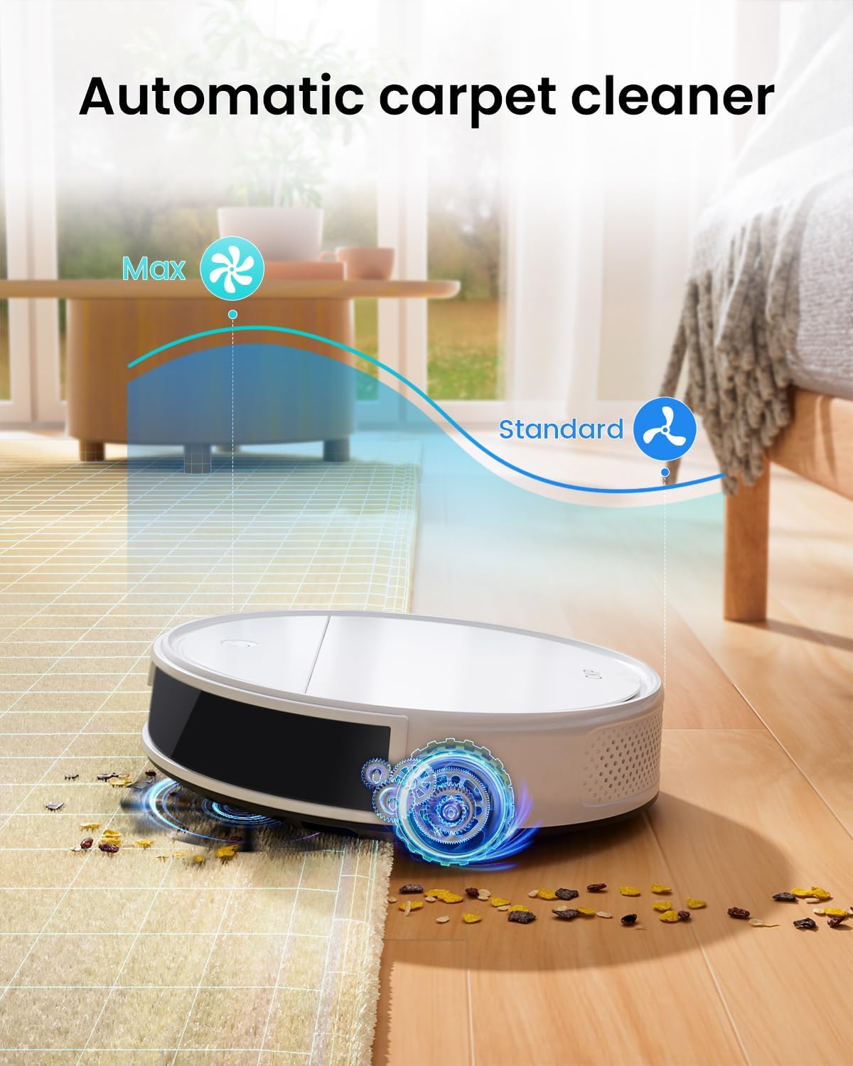 OKP Robot Vacuum and Mop Combo K5 Ultra Small Robotic Cleaner with ToF LiDAR Navigation, 6000pa Suction, WiFi/App/Alexa Control, 170min Runtime, 500ML Dust Box, Ideal for Pet Hair and Home