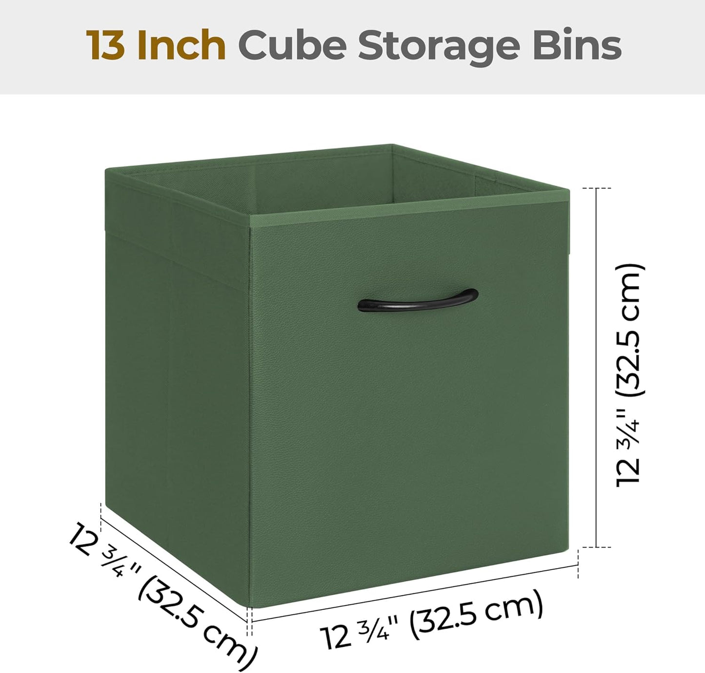 StorageWorks Green Storage Cubes, 13x13 Storage Cube Bins with Handle, Cube Storage Organizer Bins for Shelves and Closet, Collapsible Storage Bins, 4-Pack