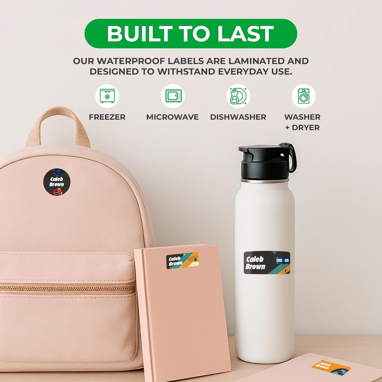 Personalized Name Tag Stickers for Kids (130+ Pack) | Car Waterproof Labels for School Supplies, Bottles & Lunch Boxes | Custom Vinyl Name Labels for Clothing, Toys & More (E. Cars)