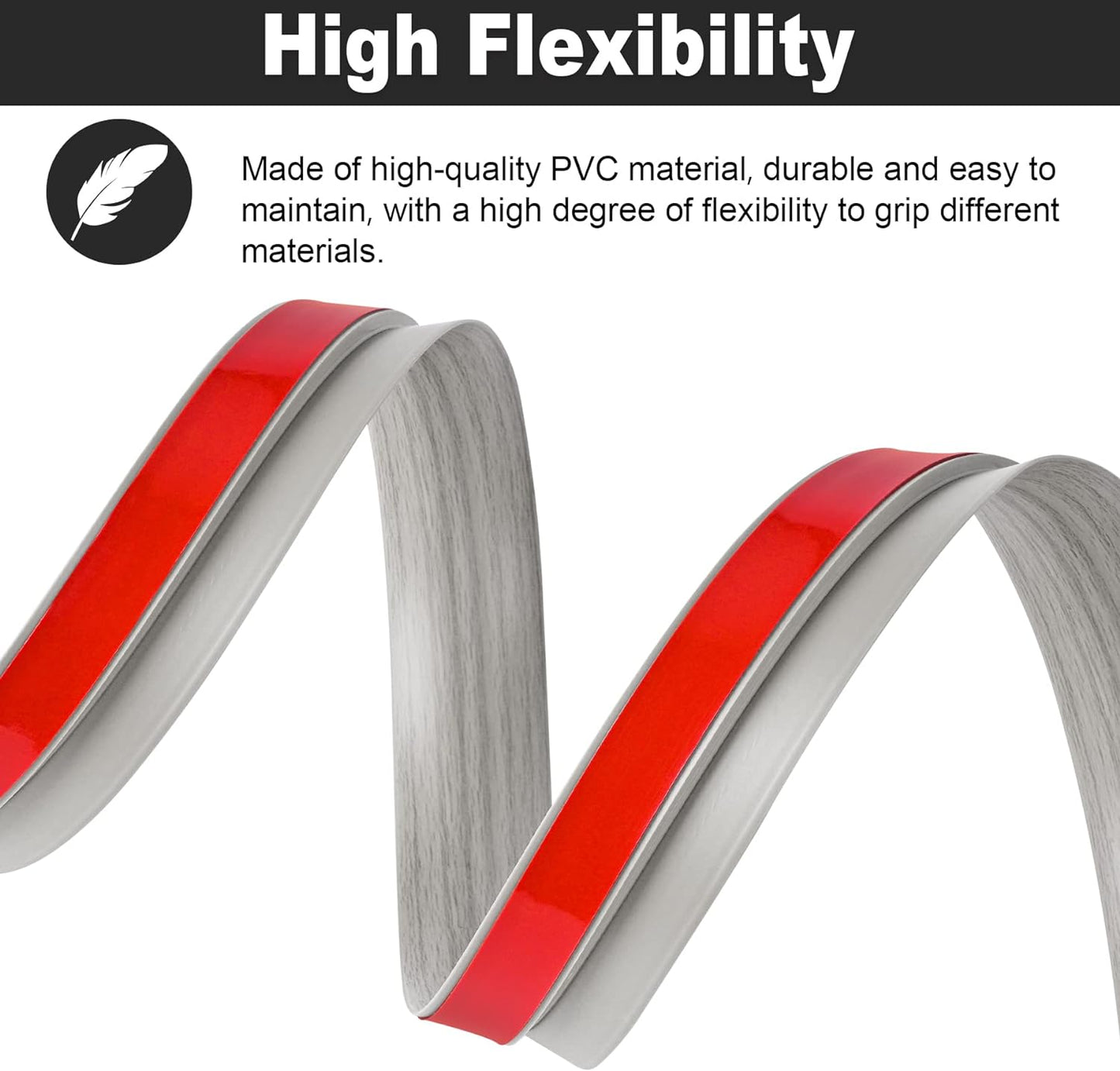 20Ft Carpet Floor Transition Strip, Self Adhesive Floor Edging Trim Strip, PVC Threshold Cover for Doorway, Floor Divider Strip Suitable for Threshold Height Less Than 5 mm - Gray Forest