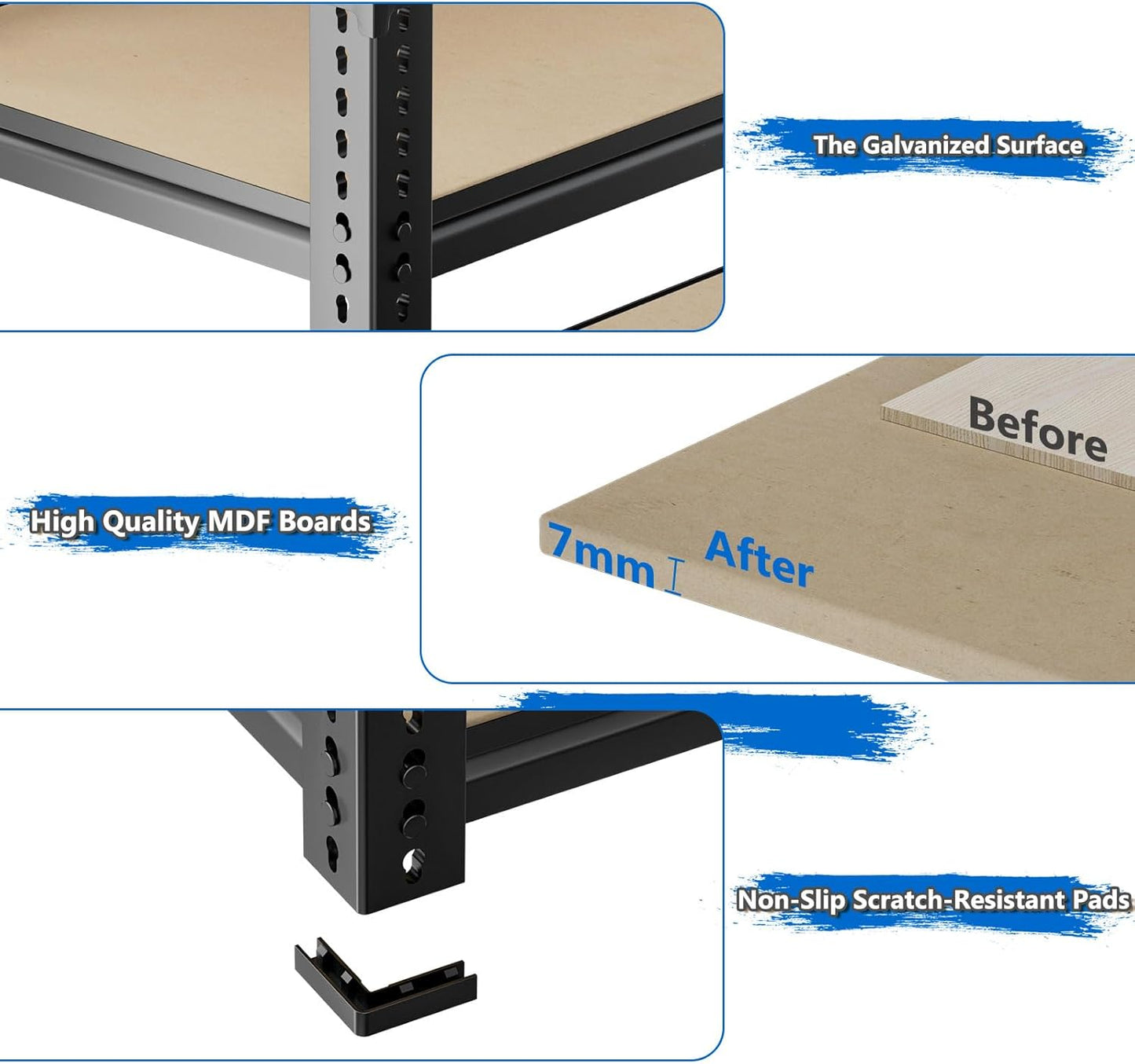 Garage Shelving, 2 PCS Storage Shelves Heavy Duty 2000 LBS Capacity, 5 Tier Adjustable Metal Organizer Wire Rack, 36" L x 18" W x 72" H Utility Shelf Unit for Kitchen Pantry