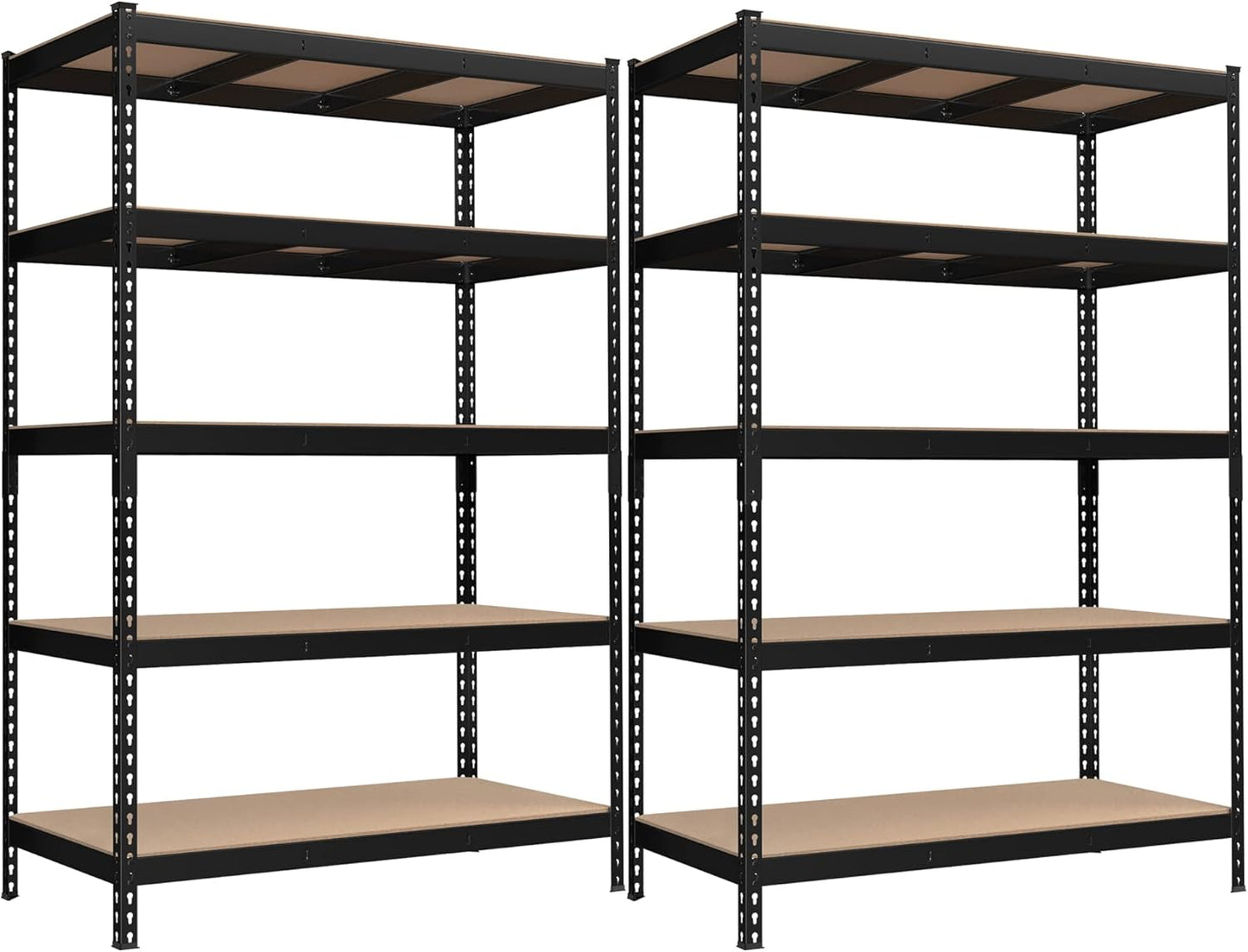 SONGMICS 5-Tier Storage Shelves, Load 2310 lb, Set of 2 Garage Storage, Boltless Assembly, Adjustable Shelving Unit, 23.6 x 47.2 x 70.9 Inches, for Study Shed Basement, Black UGLR600B02
