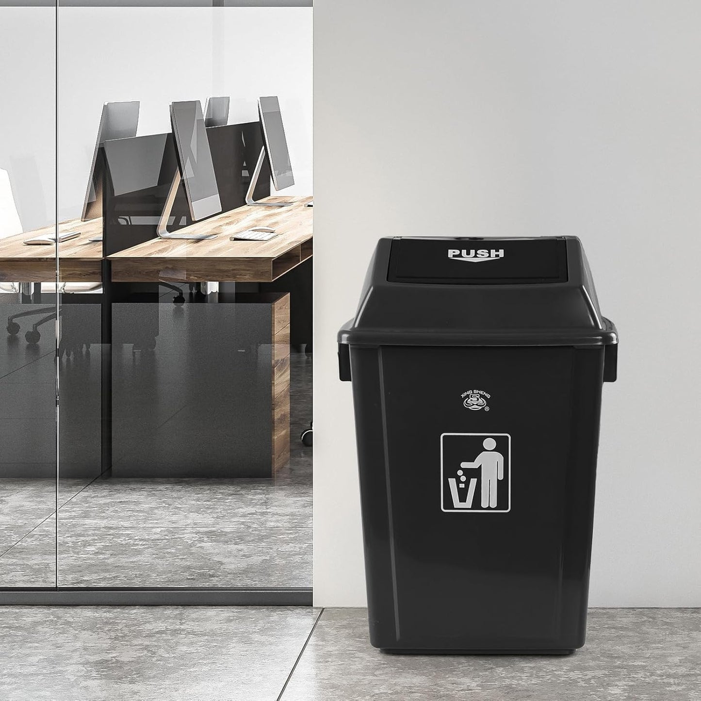 4-Pack 13 Gallon Plastic Swing Top Kitchen Trash Can, Garbage Bin with Lid