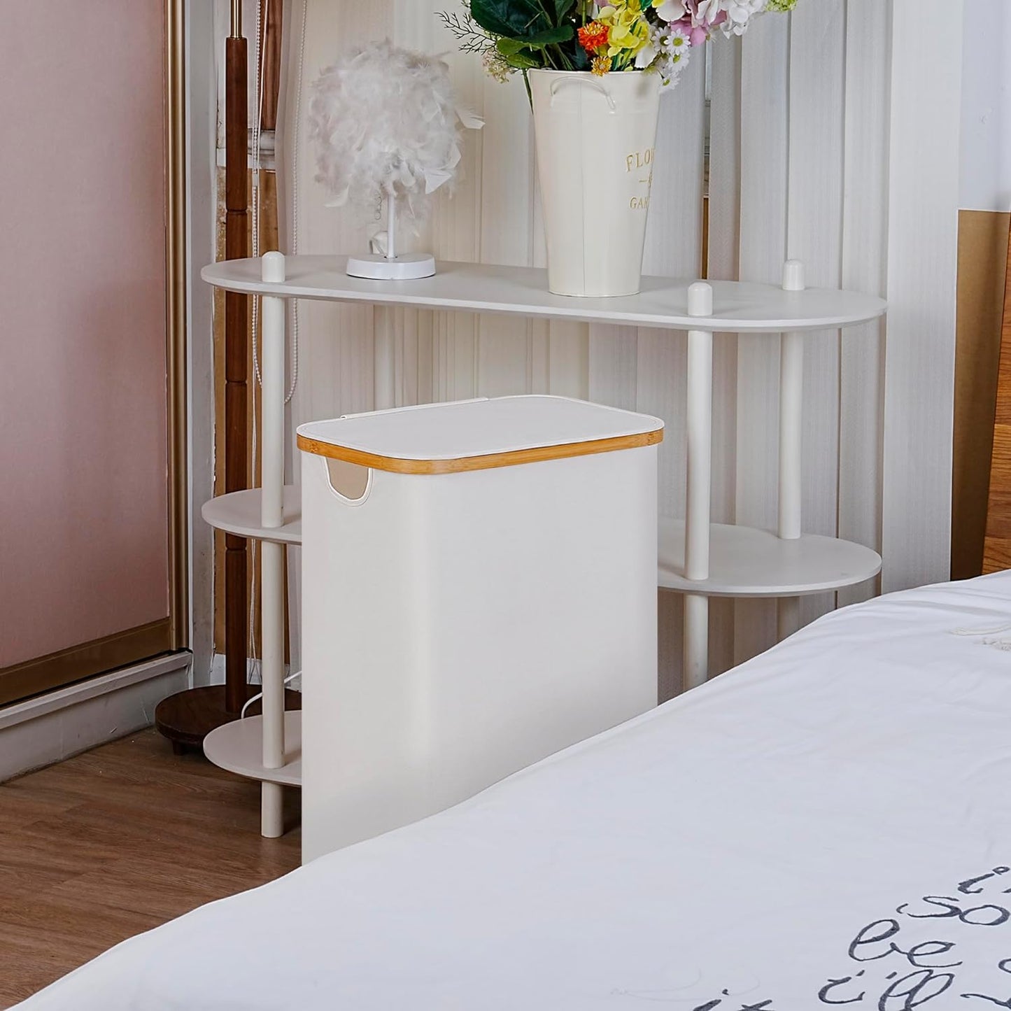 Laundry Basket with Wheels,100L Hampers for Laundry,Large Laundry Hamper with Lid and Bamboo Handles,Collapsible & Waterproof Tall Cloth Hamper for Dormitory Family，Beige