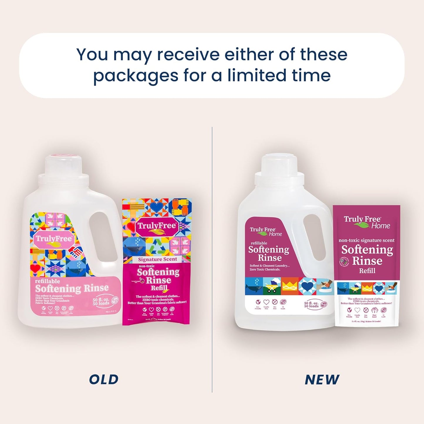 Truly Free Natural Fabric Softener for Sensitive Skin, Baby, Kids | Clean Easy Powder to Liquid Laundry Softener | Lavender Eucalyptus, Septic Safe | 1 Pack Fabric Softner + 1 Refillable Jug, 50 Loads