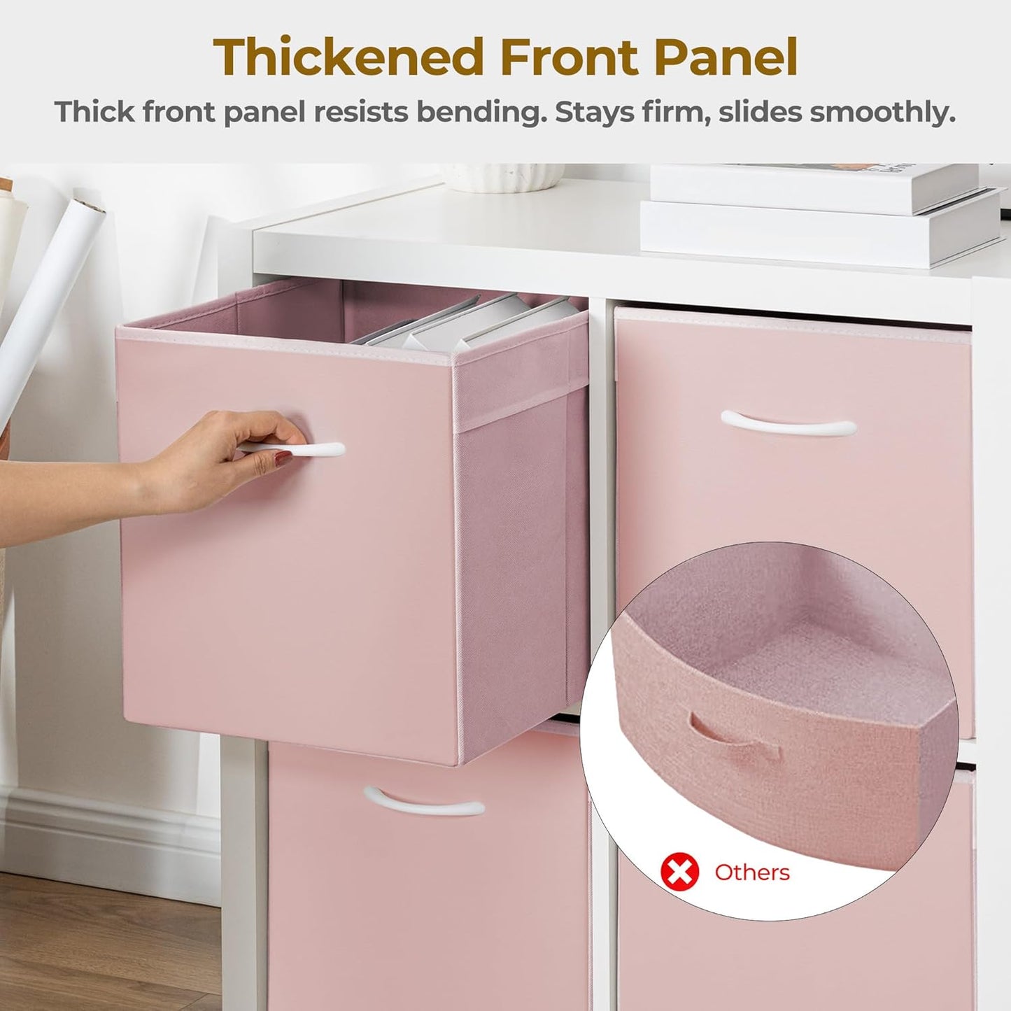 StorageWorks Pink Storage Cubes, 13x13 Storage Cube Bins with Handle, Cube Storage Organizer Bins for Shelves and Closet, Collapsible Storage Bins, 4-Pack