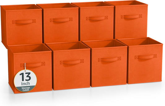 Sorbus 13 Inch Storage Bins - Sturdy Collapsible Fabric Storage Cubes with Handle - 8 Foldable Baskets for Organizing Clothes, Toys, Books - Storage Baskets for Shelves, Closets