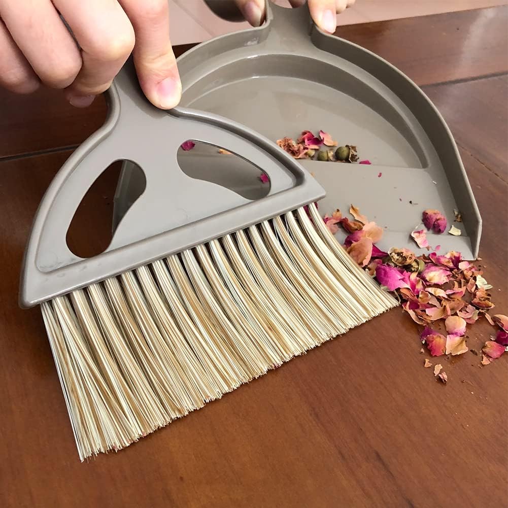 Small Broom and Dustpan Set Mini Dustpan and Brush, Hand Broom and Dustpan Set, Mini Broom and Dustpan Set for Home, Camping, Pets, Dorm (2pcs)