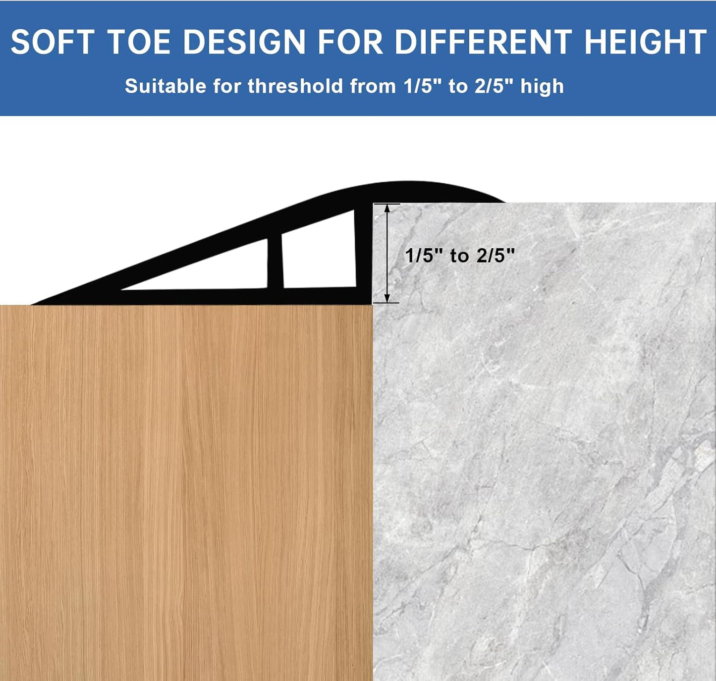 Vinyl Door Threshold Flooring Transition Strip Self Adhesive Carpet Edging Strip for Laminate Doorway Edge Threshold from 1/5" to 2/5" (Yellow Wood Grain, 6.6 Ft)