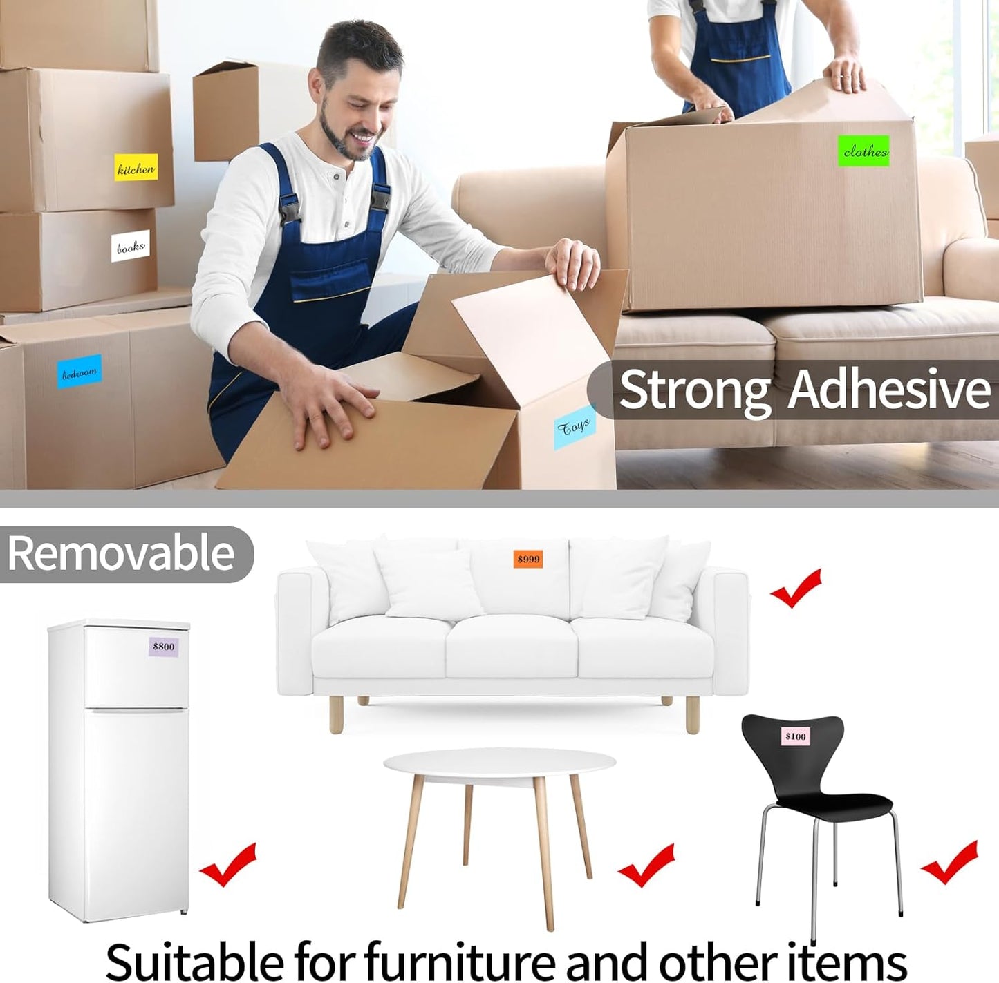 STARLIBOO 3"X5" Rectangle Color Coding Labels, Removable Square Label Inventory Stickers, Permanent Warehouse Moving Box Square Label (250Labels, Fluorescent Green)