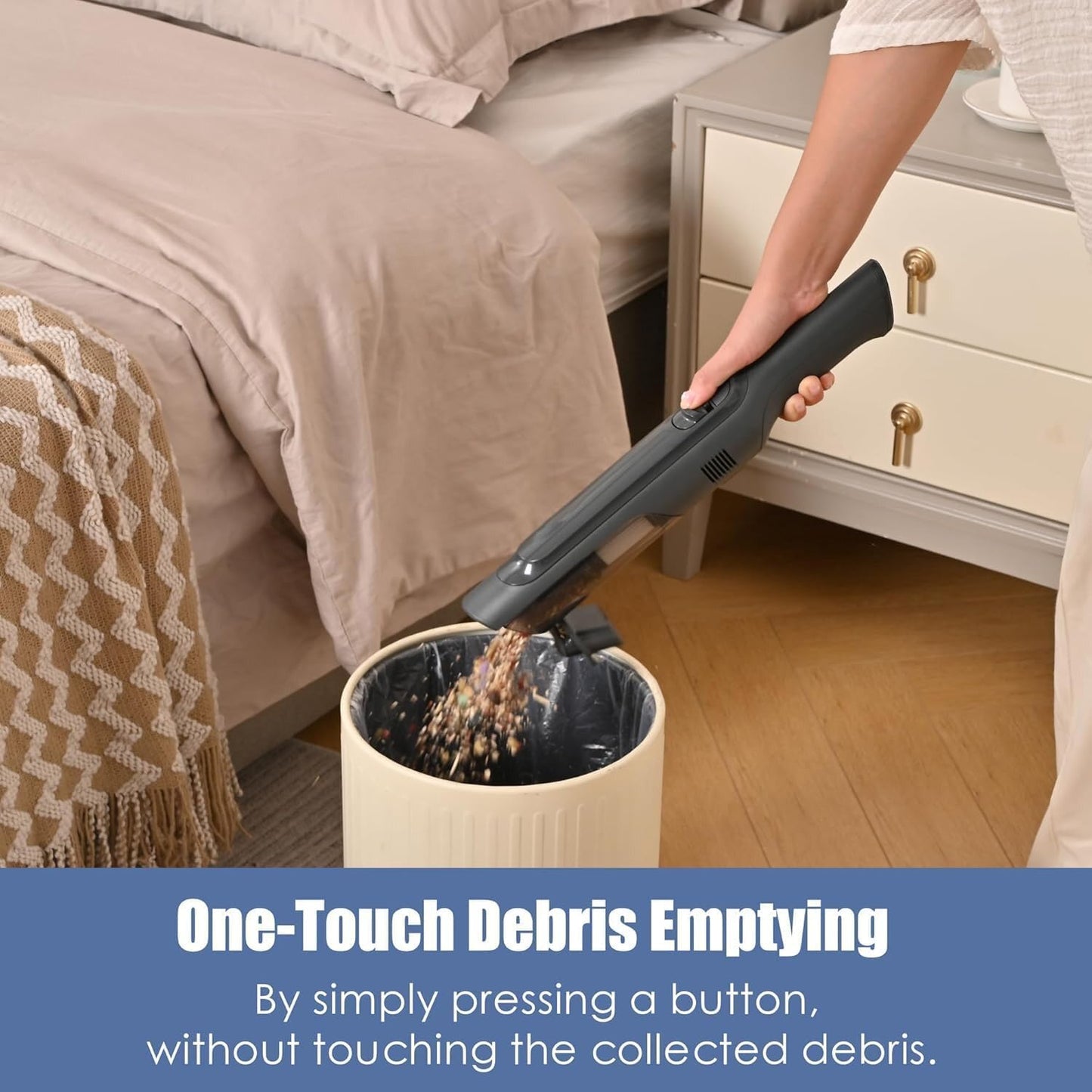 Handheld Vacuum Cordless, Super Lightweight 1.4lb with Powerful Suction, Charging Dock, Single Touch Empty and Detachable Dust Cup, Portable Mini Car Vac for Home Pet Car