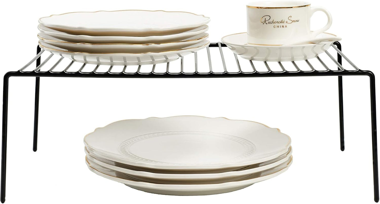 iPEGTOP 4-Pack 15.7 x 9.4 Inch Rustproof Metal Wire Kitchen Storage Shelves – Organizer for Freezer, Fridge, Pantry & Countertop – Spice, Utensils Rack – Black