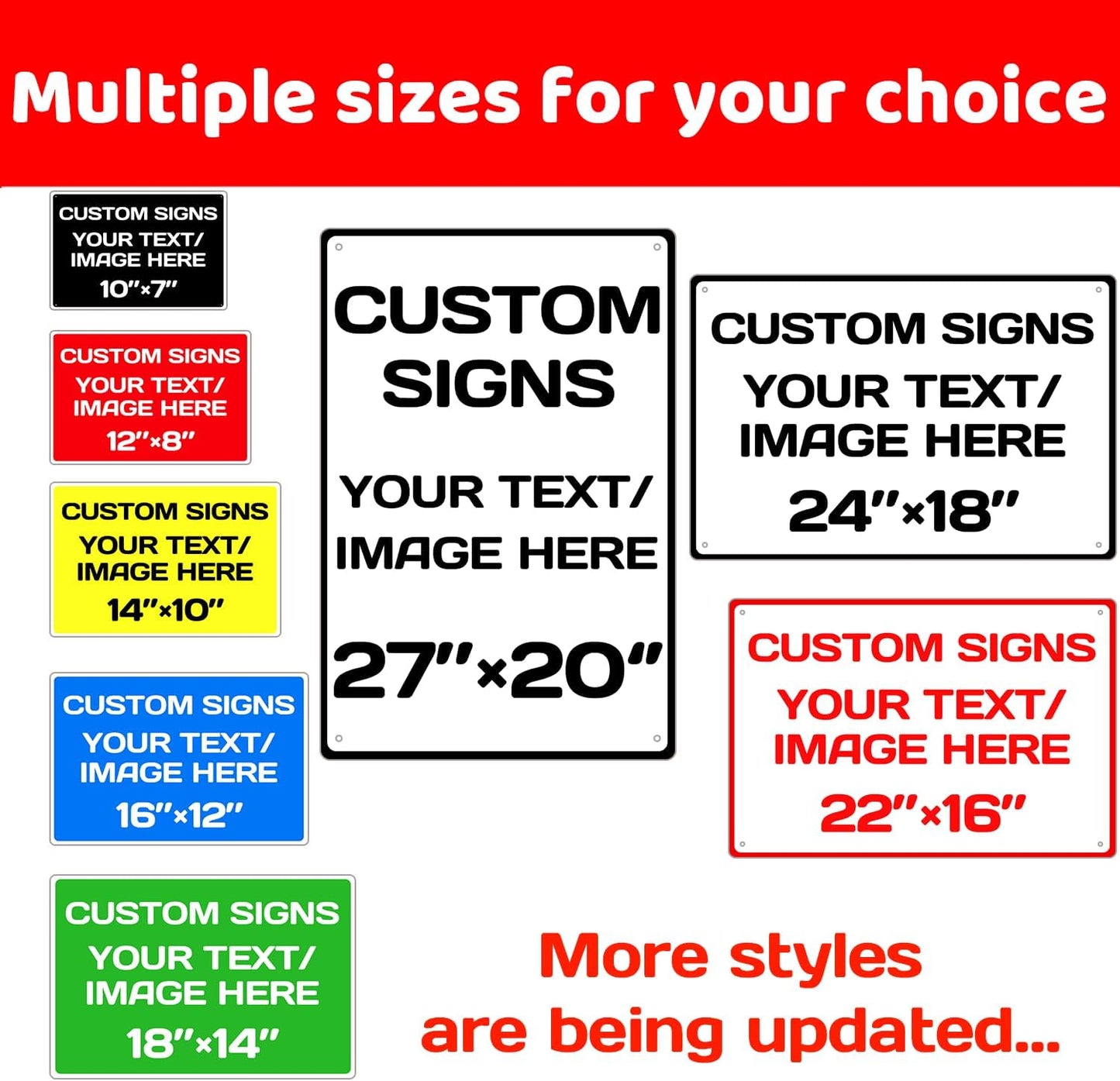 Custom Aluminum Weatherproof Metal Signs - Multiple Sizes, Personalized Text & Picture, Horizontal Traffic Regulation & Hazard Signs