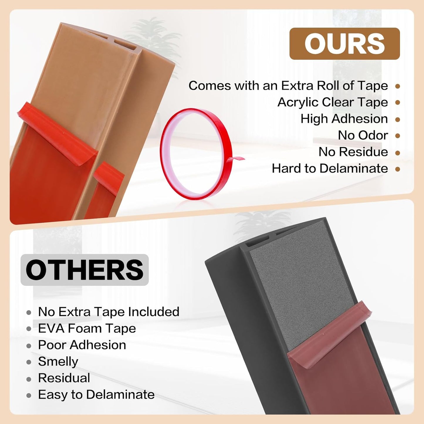 Floor Transition Strip Vinyl Door Threshold Ramp Self Adhesive Carpet Edging Strip Doorway Edge Trim, Overlap Edge Reducer for Laminate Carpet, Floor, Tile (Orange Oak, 1/5" to 2/5", 10Ft)