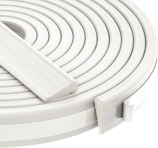 QDiShi 118" Wedge-Shape Weather Stripping Door Seal Weatherproof Foam Seals Self Adhesive Insulation Anti-Collision Strip Soundproofing Frame Insulation Tape Fits 0.13-0.31" Gaps(White)
