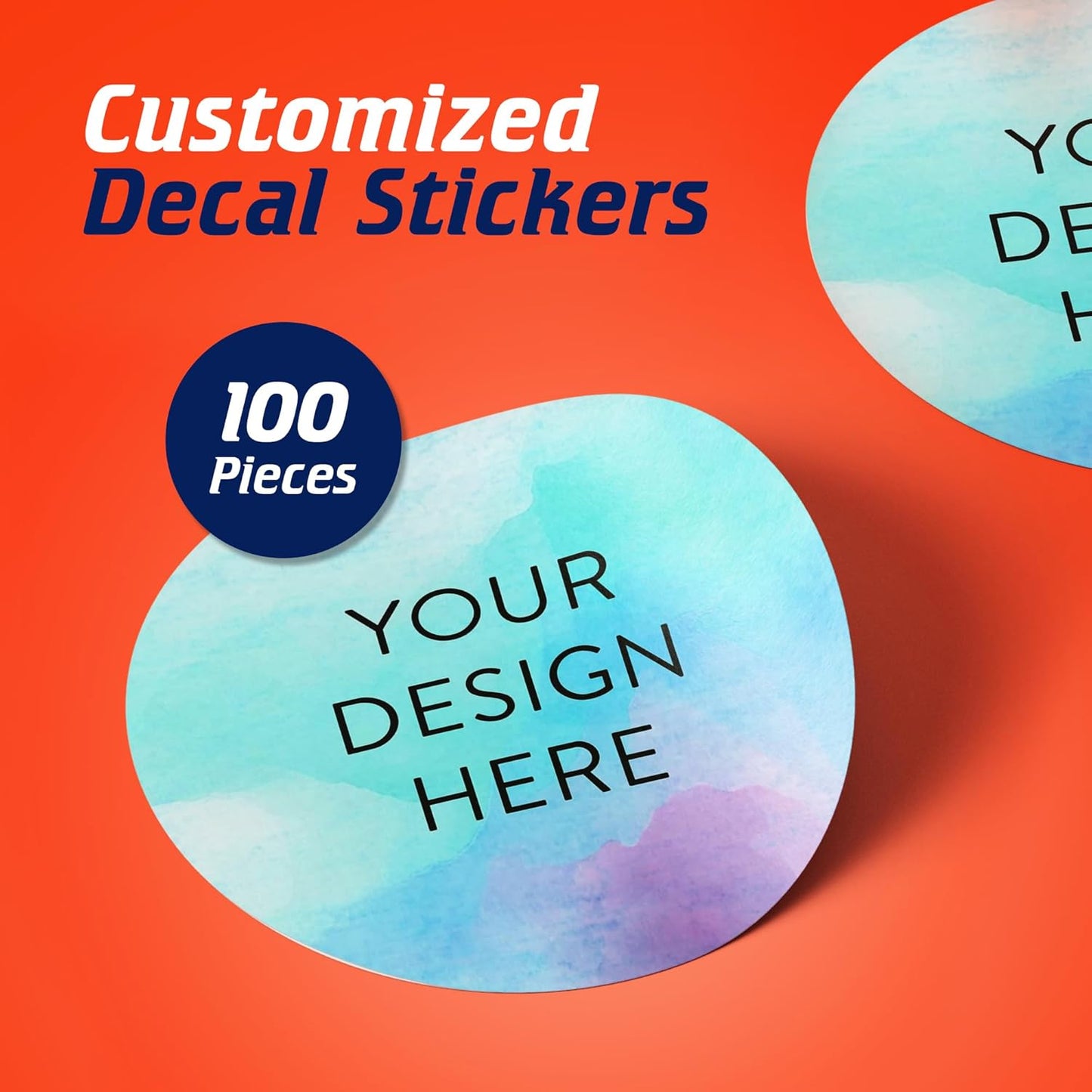 100 Custom Vinyl Stickers - Upload Your own Image, Text, Design, Logo - Personalized Logo Labels for Handmade, Packaging, Bottle, Jars, Candle, Brand Stickers (Sky Blue, 3x3)